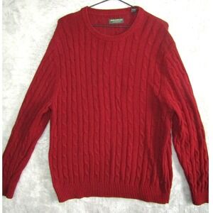 John Bartlett Consensus Red‎ Cable Knit Crewneck Cotton Sweater XL
